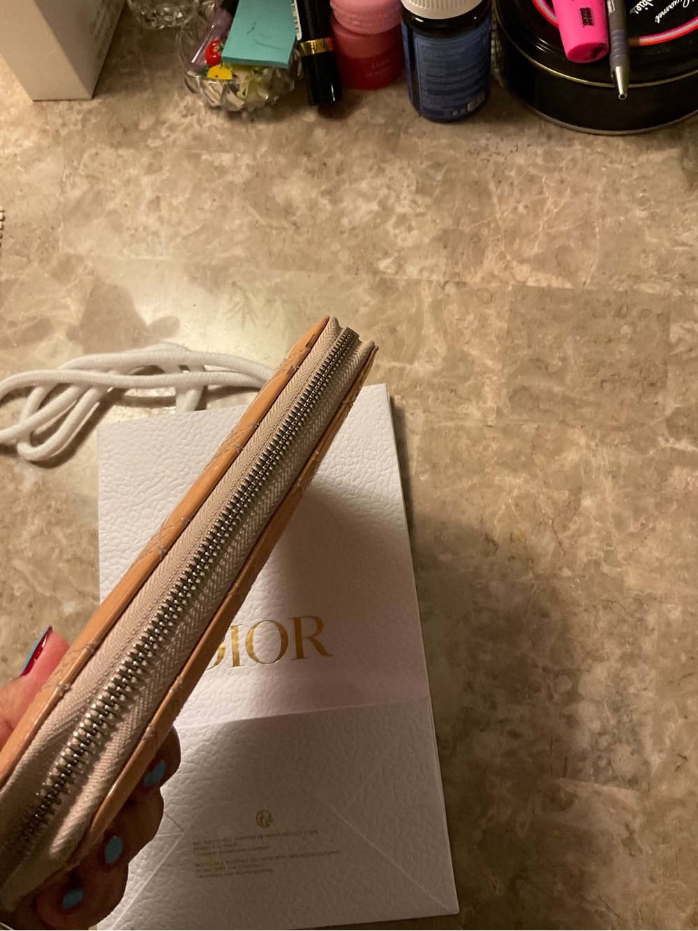 Dior Patent Quilted Zip around Wallet in Warm Tan - Picture 9 of 13